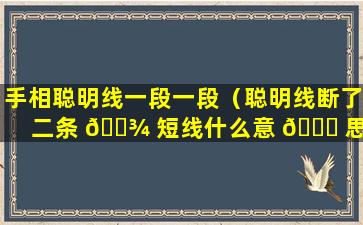 手相聪明线一段一段（聪明线断了二条 🌾 短线什么意 🐞 思）